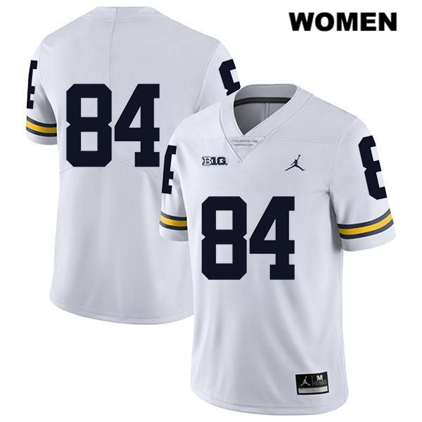 Women's NCAA Michigan Wolverines Sean McKeon #84 No Name White Jordan Brand Authentic Stitched Legend Football College Jersey LE25Z07DU